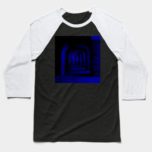 Digital collage, special processing. Path in some castle tunnel. Beautiful. Blue. Baseball T-Shirt